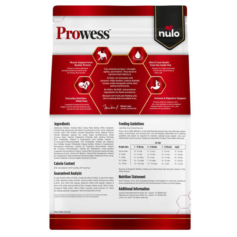 Nulo Prowess All-in-One Essentials Chicken Recipe Dry Cat Food