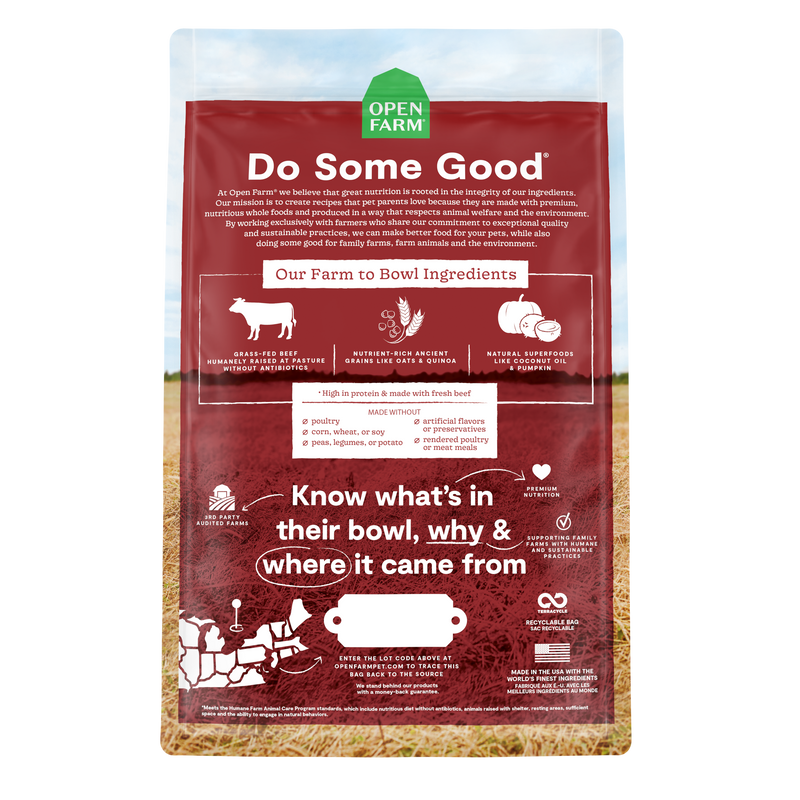 Open Farm Grass-Fed Beef & Ancient Grains Dog Kibble