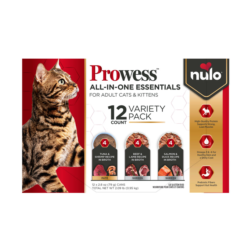 Nulo Prowess All-in-One Essentials Variety Pack with Tuna, Beef, & Salmon Recipes Wet Cat Food