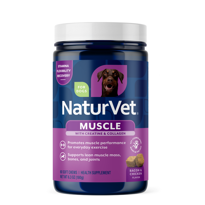 NaturVet Muscle Targeted Care Hip & Joint Supplement for Dogs, Bacon and Chicken Flavor, 60 Count