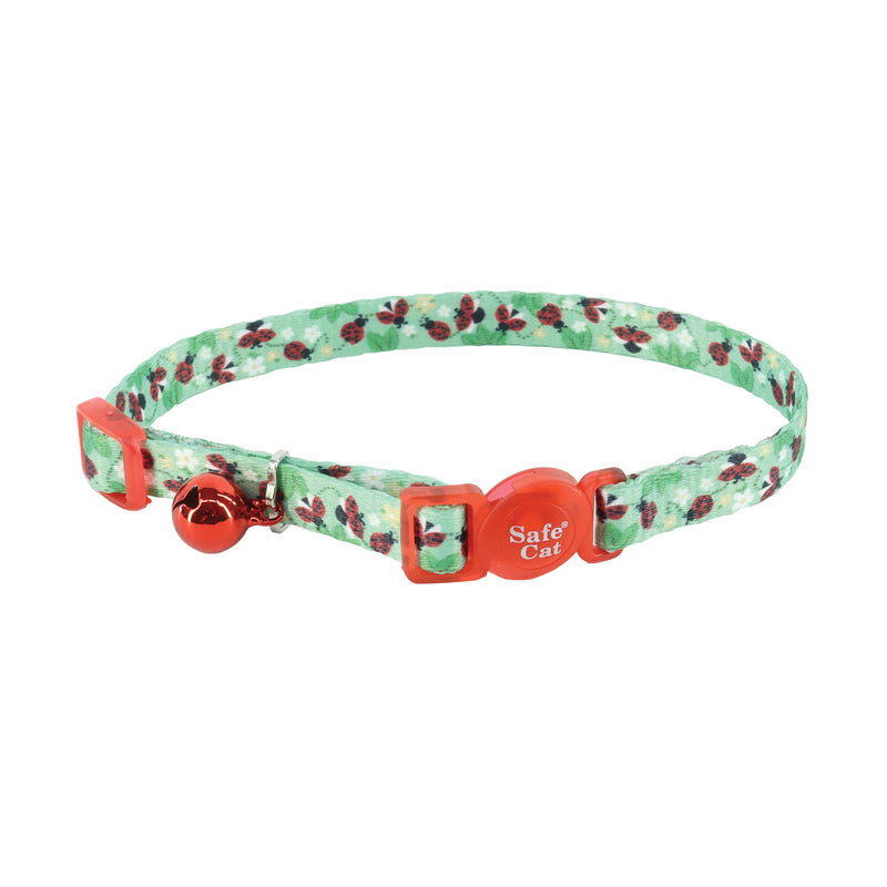 Safe Cat® Fashion Adjustable Breakaway Collar, Ladybugs, 3/8" x 8"-12"