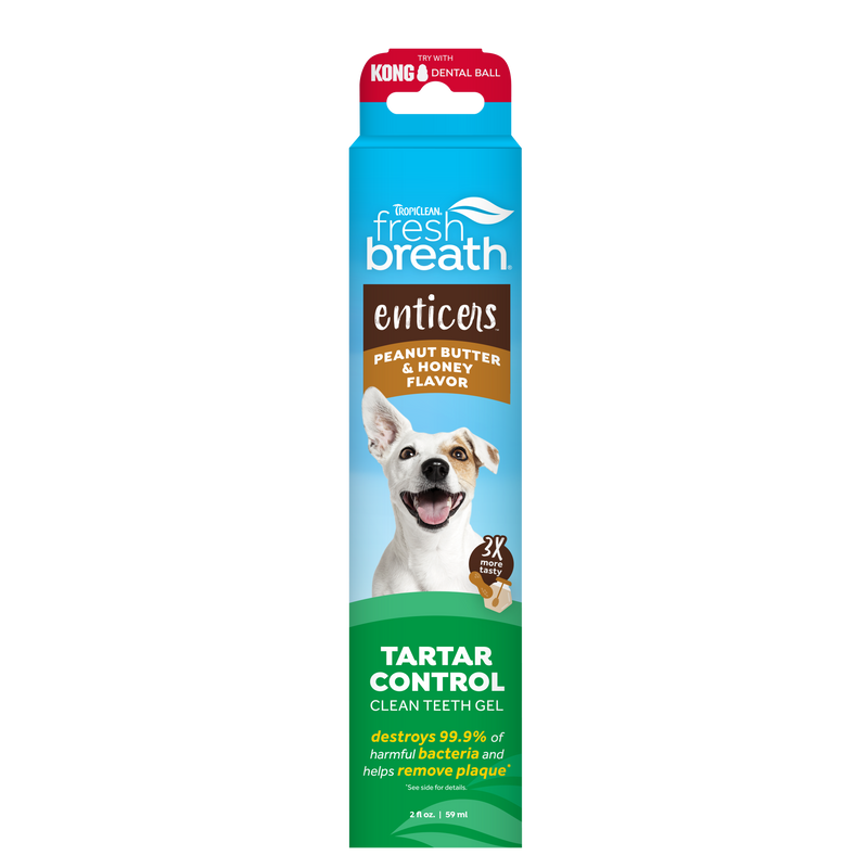 TropiClean Fresh Breath Enticers Peanut Butter & Honey Gel for Dogs, 2oz