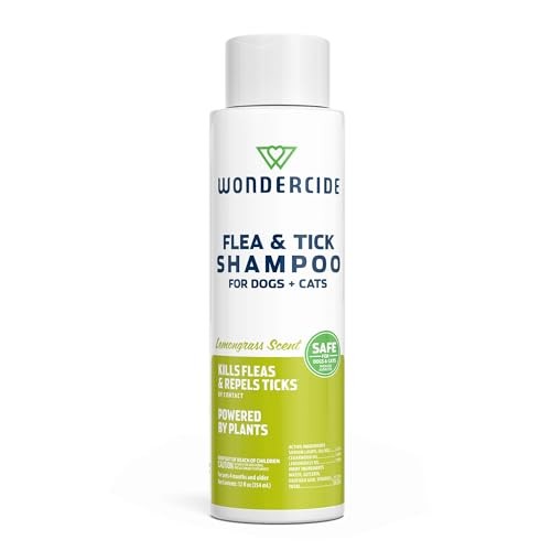 Wondercide Flea & Tick Shampoo for Dogs and Cats - Flea and Tick Treatment with Natural Essential Oils - Powered by Plants - Lemongrass Scent, 12oz