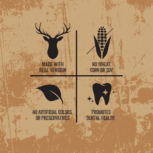 Rewardables Wild Chews Venison Recipe, Made with Real Venison, Limited Ingredient, Long Lasting Chews for Large Dogs, 6 Count