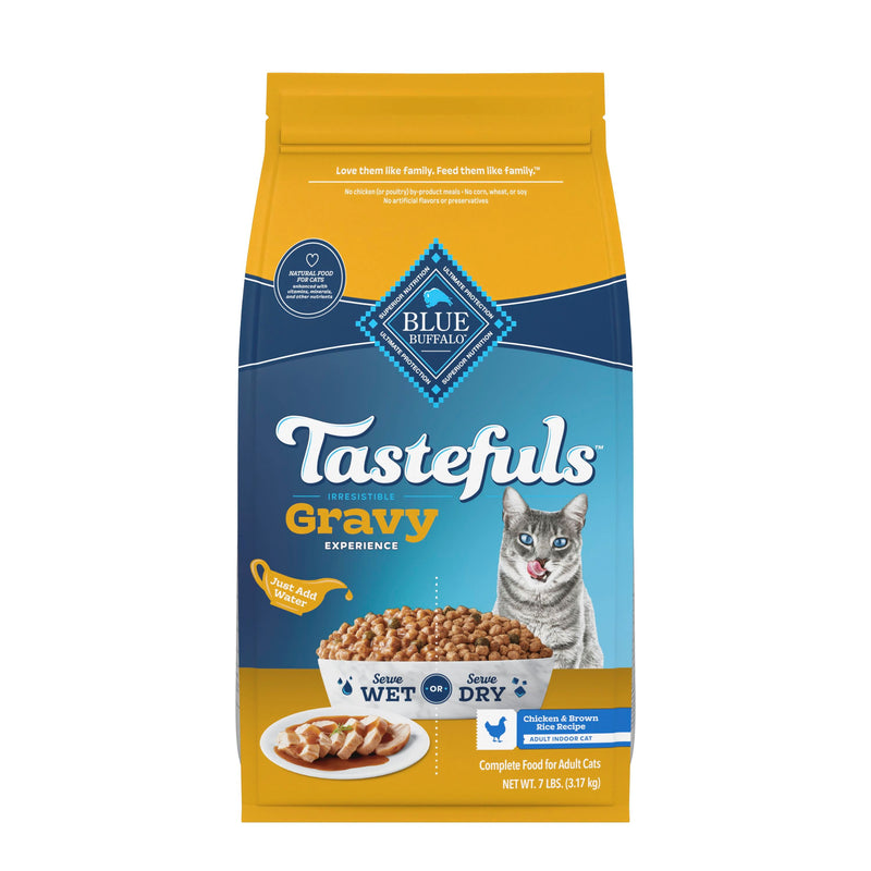 Blue Buffalo Tastefuls Irresistible Gravy Experience Adult Indoor Cat Dry Food, Chicken & Brown Rice Recipe, 7-lb. Bag
