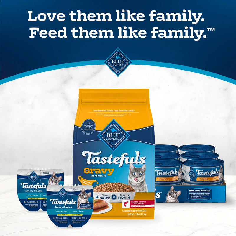 Blue Buffalo Tastefuls Irresistible Gravy Experience Adult Indoor Cat Dry Food, Salmon & Brown Rice Recipe, 7-lb. Bag