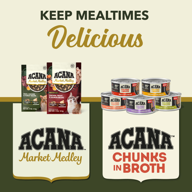 ACANA™ Market Medley Duck, Chicken, & Turkey Recipe Complete Cat Food with Freeze-dried,Morsels made with Duck and Cranberry, 3.5lb Bag