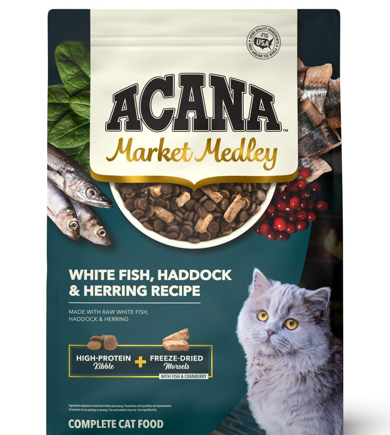ACANA™ Market Medley White Fish, Haddock, & Herring Recipe Complete Cat Food with Freeze-dried, Morsels made with Fish and Cranberry, 9lb Bag