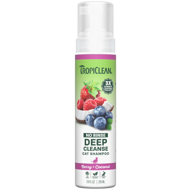 TropiClean Berry + Coconut Deep Cleanse No Rinse Cat Shampoo, 7.4oz
