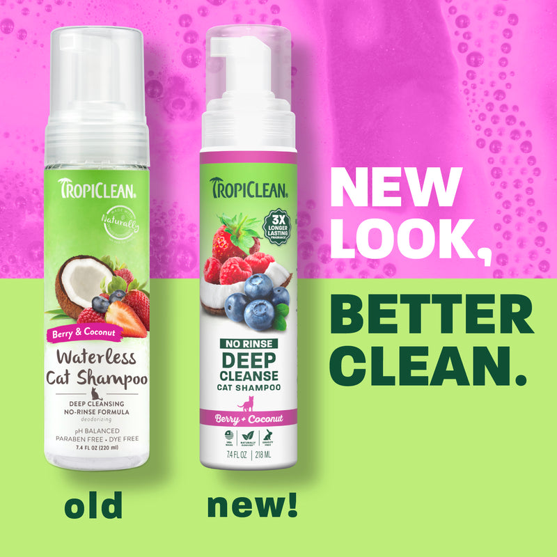 TropiClean Berry + Coconut Deep Cleanse No Rinse Cat Shampoo, 7.4oz