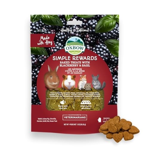 Oxbow Simple Rewards Blackberry & Basil Baked Treats for Rabbits, Guinea Pigs, Chinchillas, and other Small Herbivores.