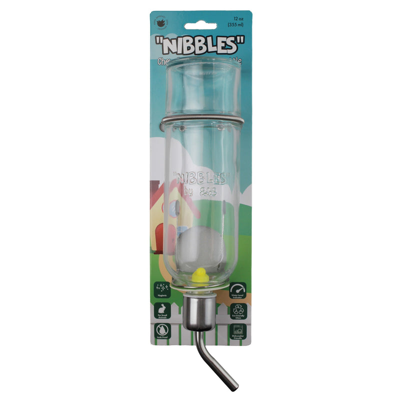 A&E 12 oz Chew-Proof Glass Water Bottle for Small Animals