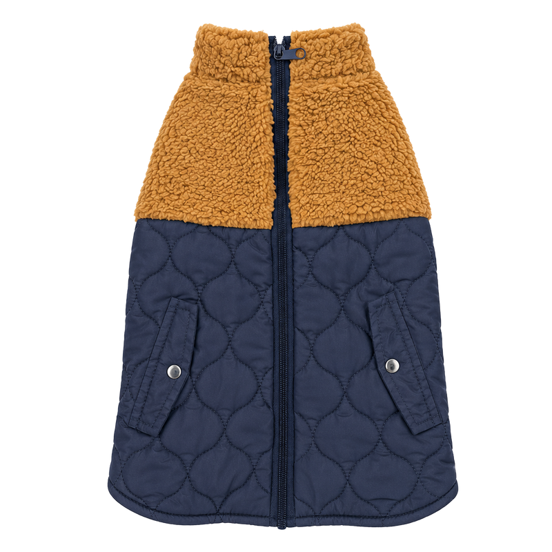 QUILTED NYLON SHERPA COAT