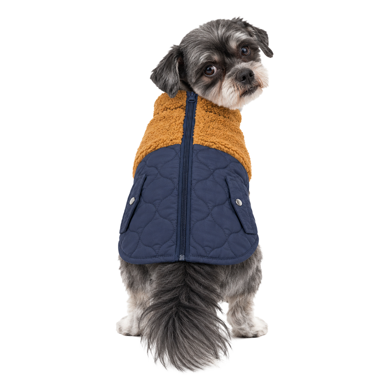QUILTED NYLON SHERPA COAT