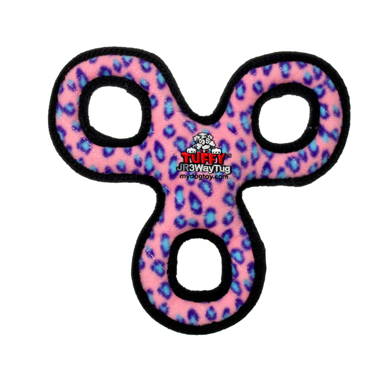 Tuffy® Jr 3WayTug Ultra Durable Plush Dog Toy, Multiple Layers & Reinforced Seams - Pink & Blue