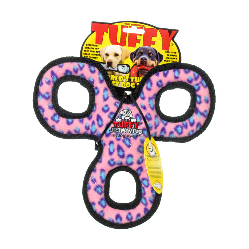 Tuffy® Jr 3WayTug Ultra Durable Plush Dog Toy, Multiple Layers & Reinforced Seams - Pink & Blue