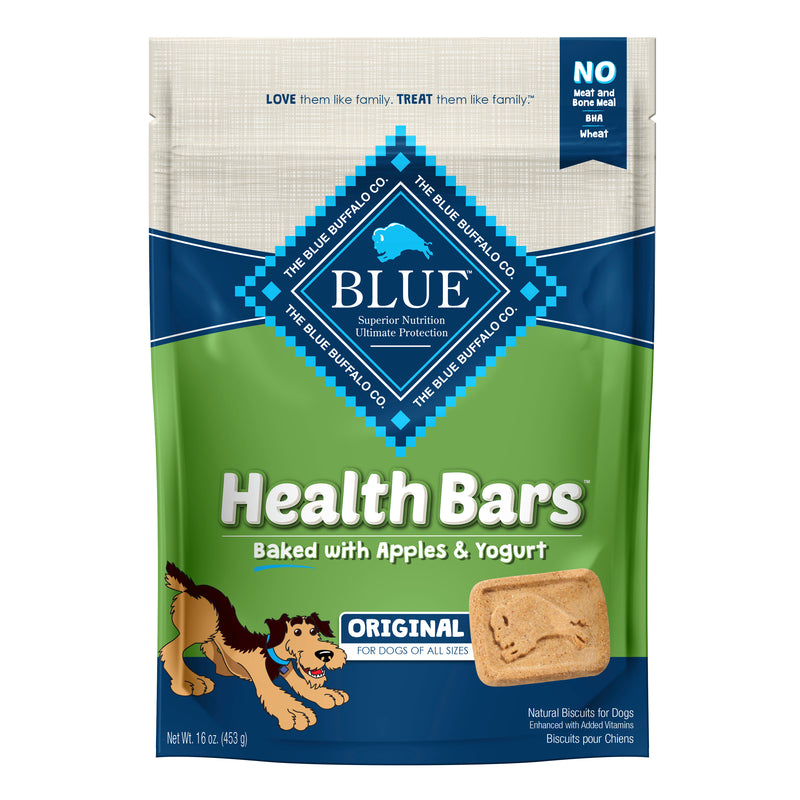 Blue Buffalo Health Bars Natural Crunchy Dog Treats Biscuits, Apple & Yogurt 16 oz. Bag