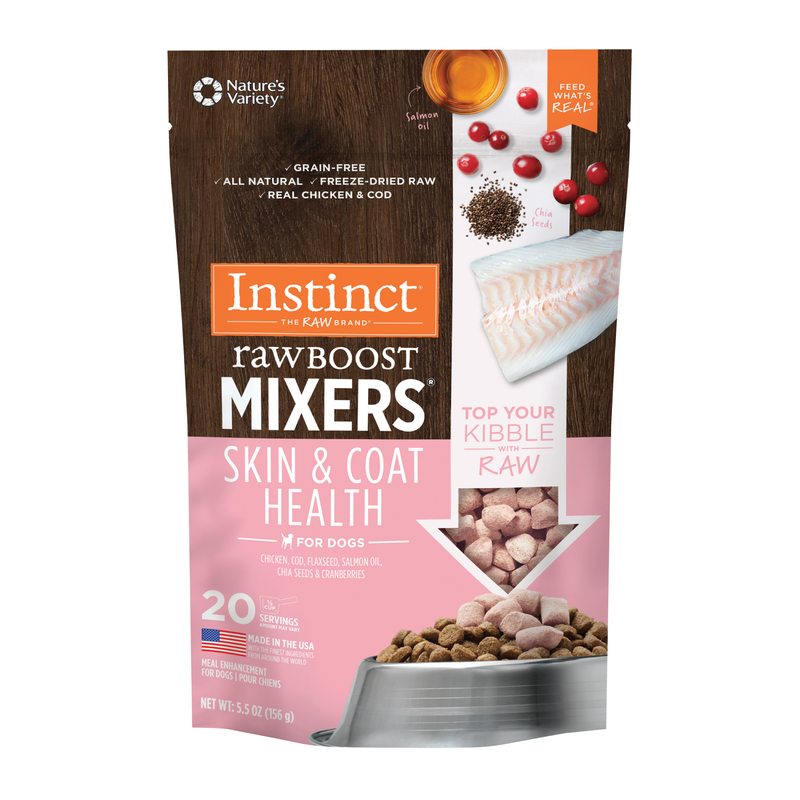 Instinct Raw Boost Mixers Skin & Coat Health Freeze-Dried Dog Food Topper, 5.5 oz. Bag