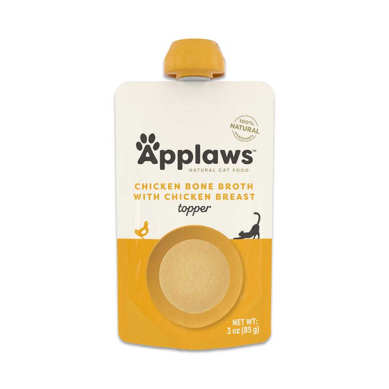 Applaws Chicken Bone Broth with Chicken Breast Cat Food Topper 3oz Spout Pouch