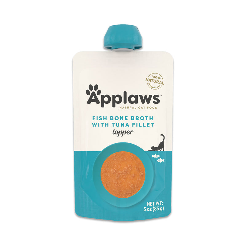 Applaws Fish Bone Broth with Tuna Fillet Cat Food Topper 3oz Spout Pouch