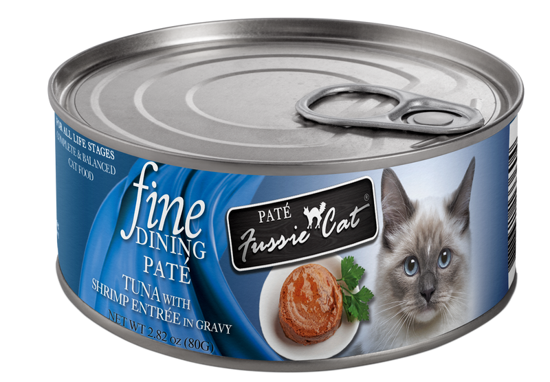 Fussie Cat Fine Dining Pate Tuna with Shrimp Entree Wet Cat Food, 2.82oz