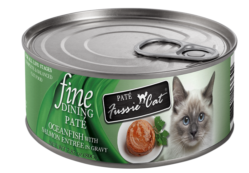 Fussie Cat Fine Dining Pate Oceanfish with Salmon Entree Wet Cat Food, 2.82oz