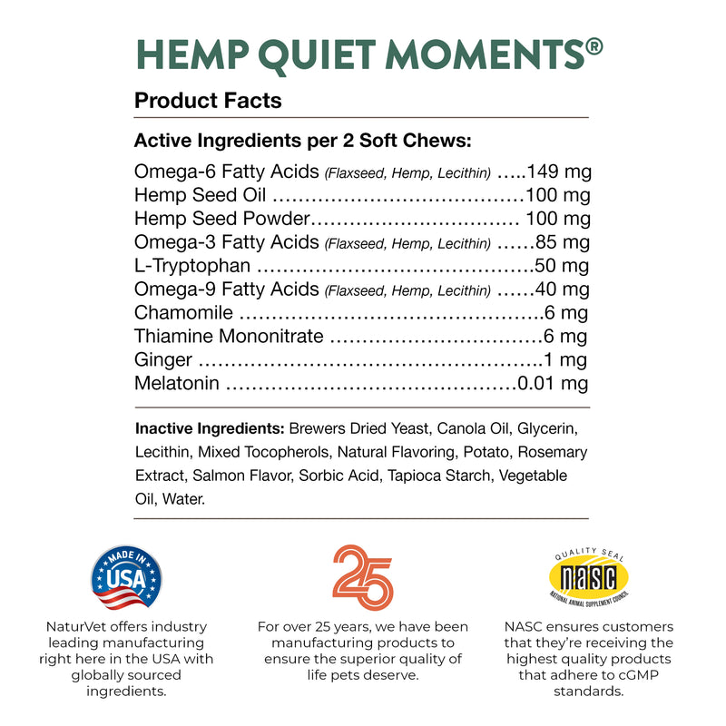 NaturVet Hemp Quiet Moments Soft Chews for Cats