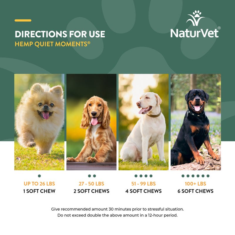 NaturVet Hemp Quiet Moments Plus Hemp Seed Soft Chew Calming Supplement Treats for Dogs