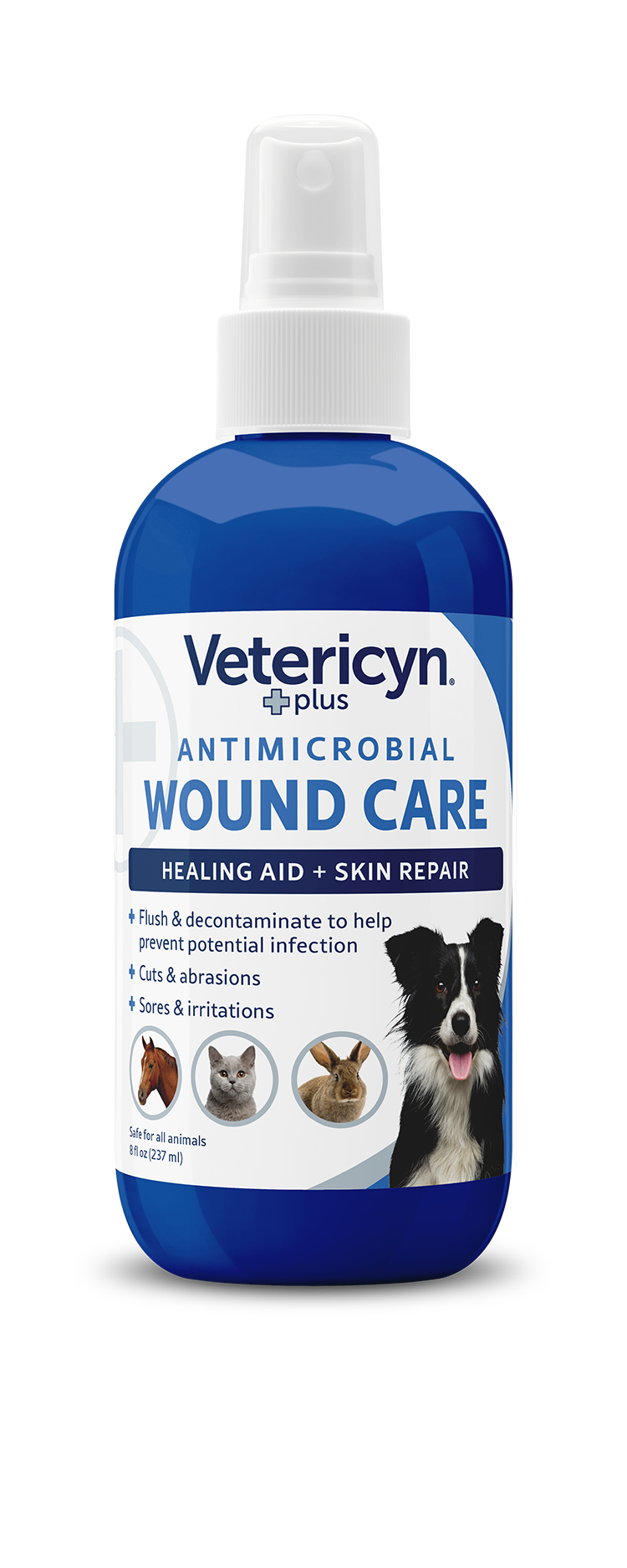 Vetericyn Plus Antimicrobial All Animal Wound Care Spray, 8-ounce