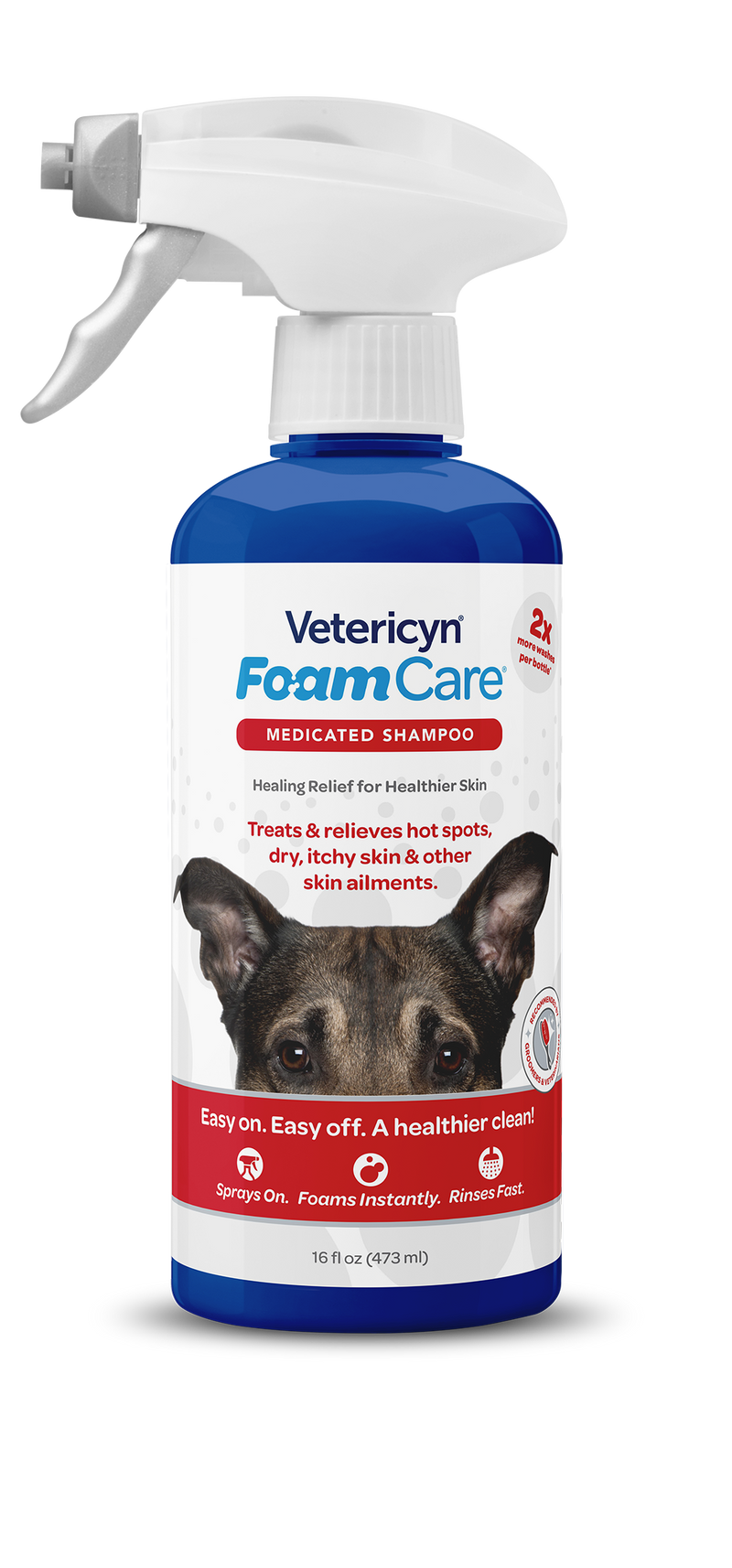 Vetericyn FoamCare Sprayable Medicated Shampoo for Dogs & Cats, 16-ounce