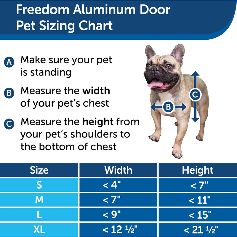 PetSafe® Freedom Aluminum Pet Door, White size chart