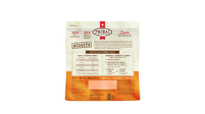 Primal 14oz Dog Freeze-Dried Nuggets Beef Recipe