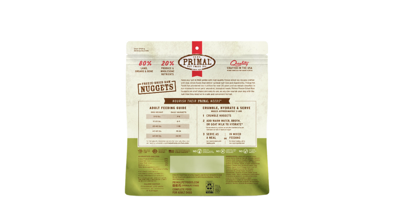 Primal 14oz Dog Freeze-Dried Nuggets Lamb Recipe