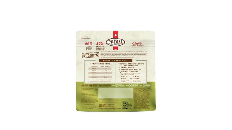 Primal 5.5oz Dog Freeze-Dried Nuggets Lamb Recipe