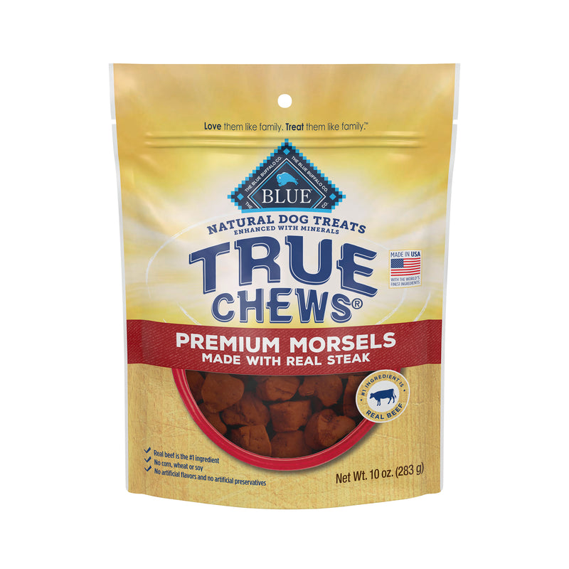 Blue Buffalo True Chews Premium Morsels Natural Dog Treats, Steak 10 oz. bag