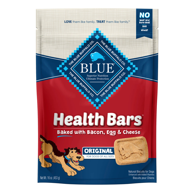 Blue Buffalo Health Bars Natural Crunchy Dog Treats Biscuits, Bacon, Egg & Cheese 16 oz. Bag