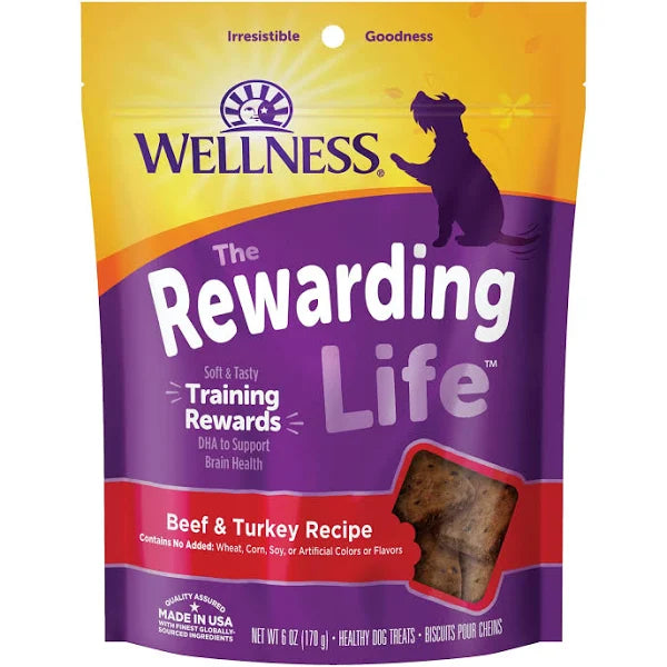 Wellness Rewarding Life Beef & Turkey Recipe Dog Treats, 6 oz. Bag