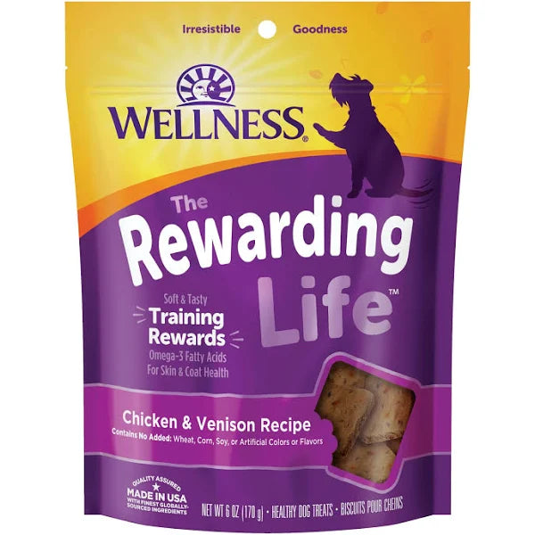 Wellness Rewarding Life Chicken & Venison Recipe Dog Treats, 6 oz. Bag