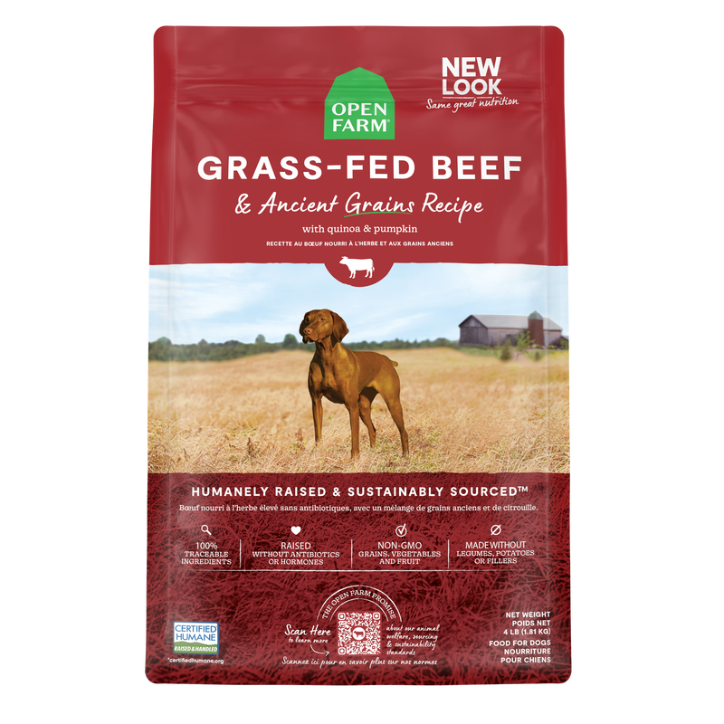 Open Farm Grass-Fed Beef & Ancient Grains Dog Kibble, 22lb