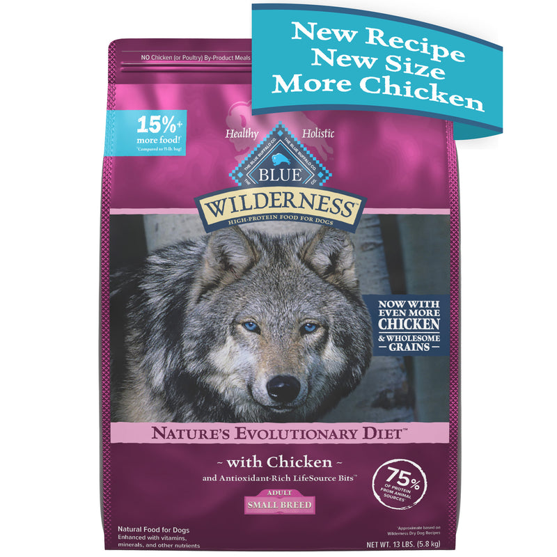 Blue Buffalo Wilderness High Protein Natural Small Breed Adult Dry Dog Food plus Wholesome Grains, Chicken 13 lb. bag