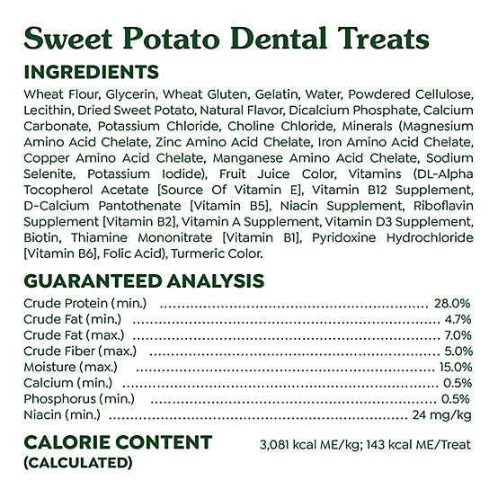 Greenies TEENIE Natural Dog Dental Treats, Sweet Potato Flavor, 12 oz.