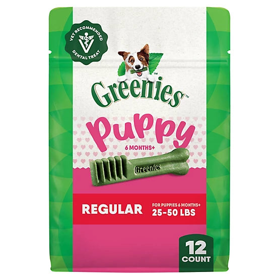 Greenies Puppy Regular Size Natural Dental Dog Treats, 12 oz.
