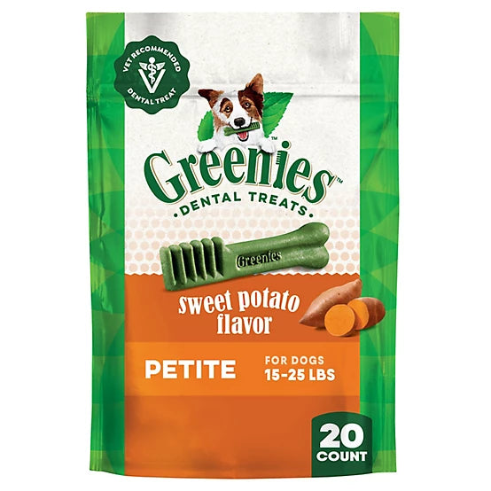 Greenies Petite Natural Dog Dental Treats, Sweet Potato Flavor, 12 oz.