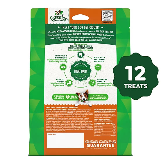 Greenies Regular Natural Dog Dental Treats, Sweet Potato Flavor, 12 oz.