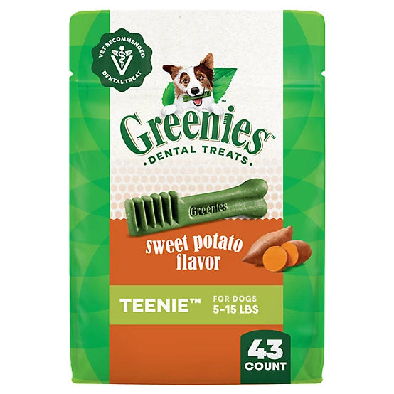 Greenies TEENIE Natural Dog Dental Treats, Sweet Potato Flavor, 12 oz.