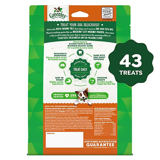 Greenies TEENIE Natural Dog Dental Treats, Sweet Potato Flavor, 12 oz.