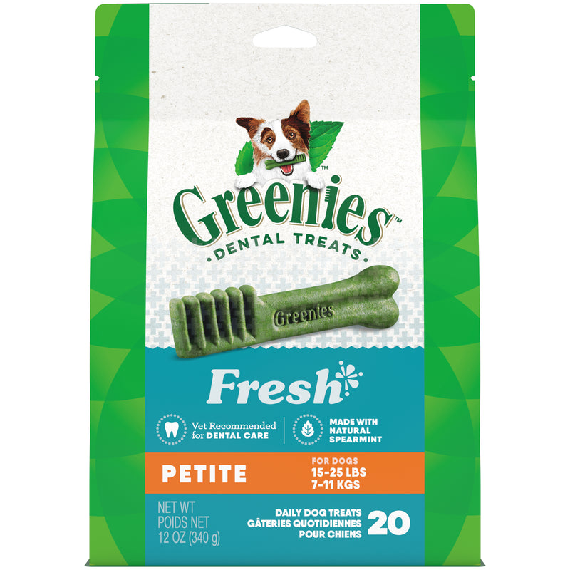 GREENIES Petite Natural Dog Dental Care Chews Oral Health Dog Treats Fresh Flavor, 12 oz. Pack (20 Treats)