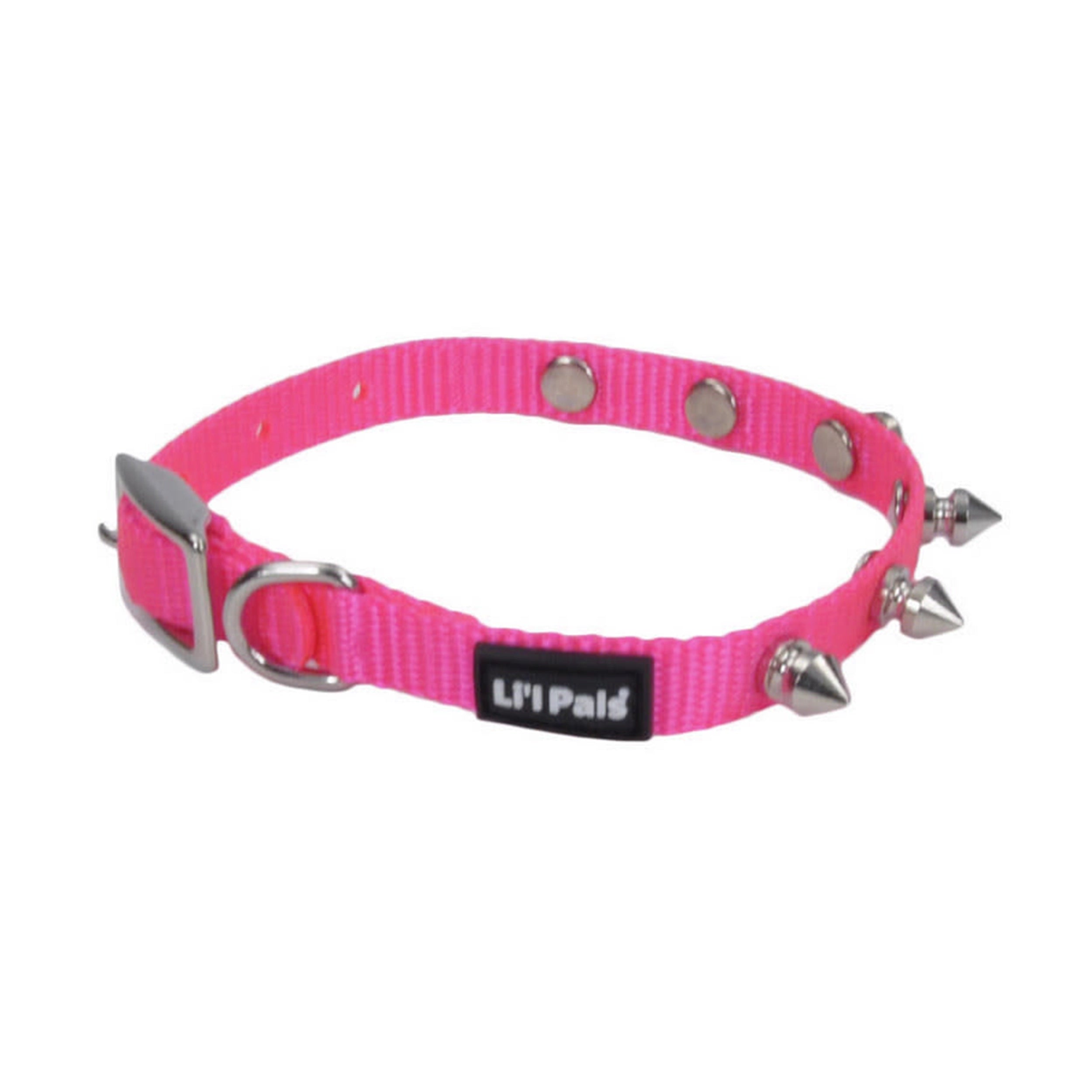 Li l Pals Spiked Nylon Dog Collar Pink Petite Small