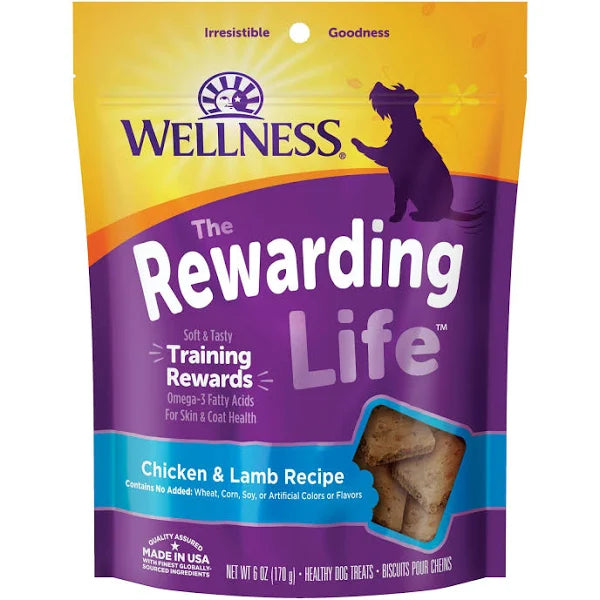 Wellness Rewarding Life Chicken & Lamb Recipe Dog Treats, 6 oz. Bag