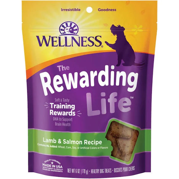 Wellness Rewarding Life Lamb & Salmon Recipe Dog Treats, 6 oz. Bag